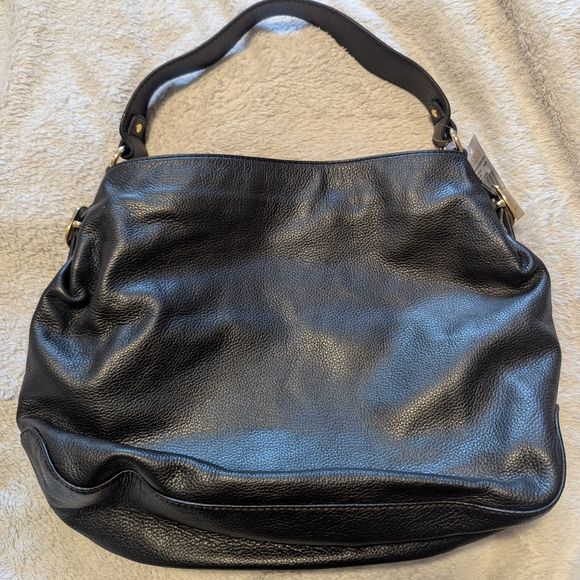 NWT Michael Kors Hudson Downtown Black Shoulder Bag with Gold Hardware - Picture 2 of 4